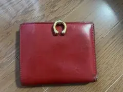 GUCCI 二つ折り財布 レッド ゴールド金具
