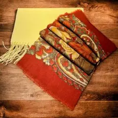 【新品】一年中使えるストール2セット(花柄ペイズリー 大判+ 黄色 パシュミナ)