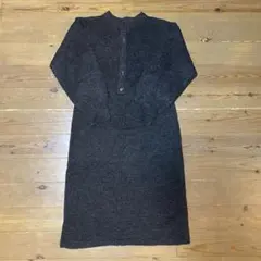 ダークブラウン ニットワンピース カーディガン付き