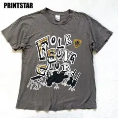 プリントスター バンドプリント 半袖Tシャツ チャコールグレー M 綿100
