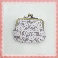 ハンドメイド　がま口ミニポーチ　リバティ　 ダルメシアンドッツ　パウダースノー