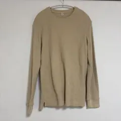 ユニクロ　UNIQLO ベージュ M ワッフル編み 七分・長袖カットソー