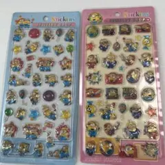 ミニオンズ ジュエリードロップ 立体シール 2枚セット　ぷっくりシール　ミニオン
