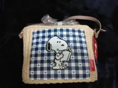 新品スヌーピー カゴショルダーバッグ ブルー 白 しまむら
