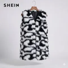 美品SHEIN ファーベスト XL モノトーン エコファー羽織り