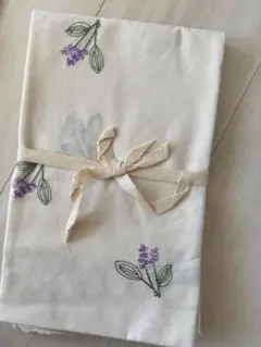 【25】綿生地 刺繍生地 ラベンダー刺繍の綿生地