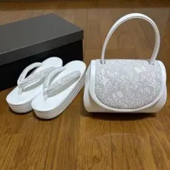 本博多生地使用 和装用バッグ 草履 セット シルバー - メルカリ
