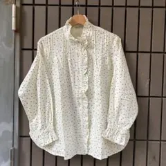 フリル襟ブラウス cotton