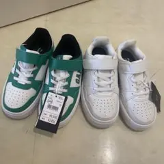 GAP スニーカー ホワイト/グリーン 二足セット19cm 双子