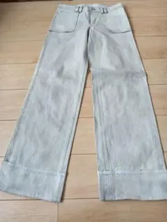 リツコシラハマ ワイドストレートデニムパンツ グレー アーモンドアイ 　Sのサムネイル