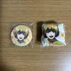 進撃の巨人　縁日　缶バッジ　巾着　アルミン