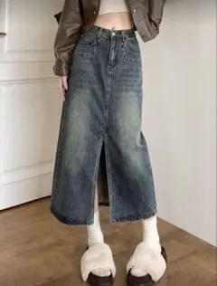 SHEIN レディース ロング オンブレ デニム スカートMサイズ