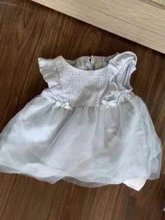 ライトブルー フリル付きワンピース