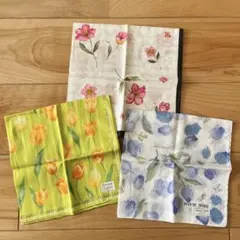 新品未使用　レディース　花柄　ハンカチ　3枚セット
