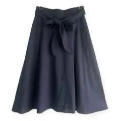 【ミッシェルクラン】フレアスカート ミモレ丈 リボン size 38