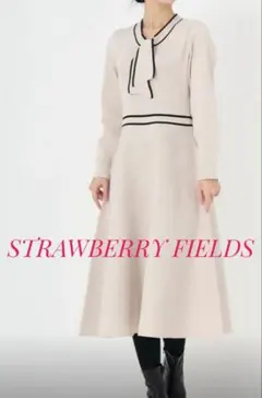 STRAWBERRY FIELDS✨ボウタイニットワンピース　グレージュ