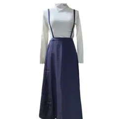 【サマンサモスモス】サスペンダー付きロングスカート　パープルグレー　サイズフリー