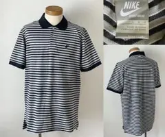 並品 NIKE NSW ナイキ 鹿の子 ボーダー 切替え ポロシャツ L グレーのサムネイル