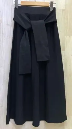 Mila Owen ウエストリボン ニット ロング スカート S 黒