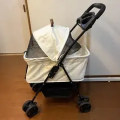 ペットカート 4輪 折りたたみ 小型犬 ドリンクホルダー付　メッシュ ホワイトのサムネイル