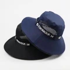 ブラック サファリハット 帽子 アウトドア 男女兼用 キャンプ UVカット 黒