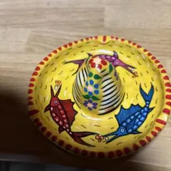 メキシコ　ソンブレロ型陶器製小物入れ