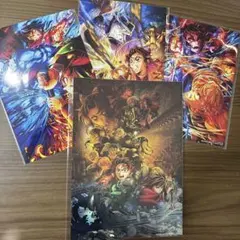 劇場版　鬼滅の刃　劇場グッズ　B5特殊印刷イラストカード　& 入場特典カード3種