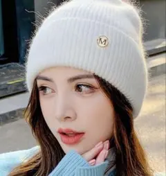 美品　ファー　ニット帽