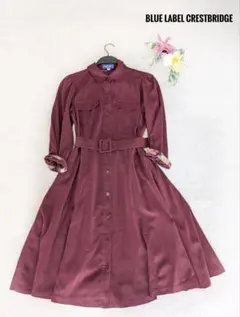 ブルーレーベルクレストブリッジ ワンピース チェック柄トリム付き Mサイズ