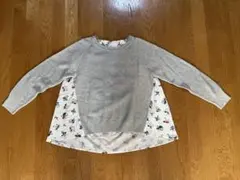 グレー 長袖 レイヤード 花柄 トップス