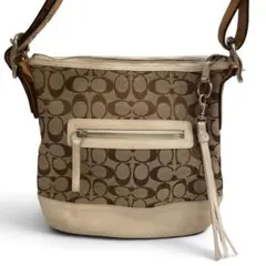 COACH コーチ シグネチャー ワンショルダーバッグ キャンバス ゴールド