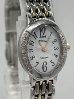 【美品】セイコー エクセリーヌ ダイヤ10P ソーラー【V117-0AV0】稼働のサムネイル