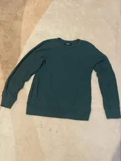 ダークグリーン リブ編み 長袖Tシャツ