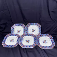 有田焼 八角形の花柄皿 5枚セット