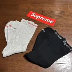 【新品】Supreme ソックス 2足セット グレー ブラック