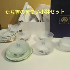 타치요시의 꽃무늬 스리 유리 접시 5 세트