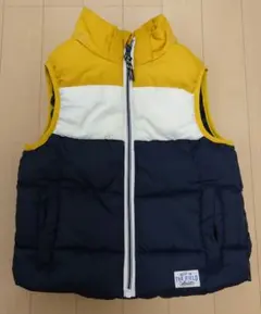 ダウンベスト 110cm ネイビー✕白✕黄