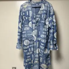 CUBE SUGAR デニムシャツワンピース 総柄