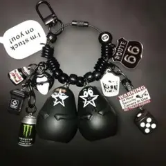 ブラックおばけ 仲良しモノトーンキュートじゃらじゃらキーホルダー