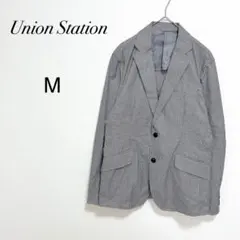 【ユニオンステーション】千鳥柄ジャケット カジュアル　グレー系 M メンズのサムネイル