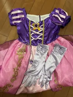 120センチ　ラプンツェルコスプレドレス　付属手袋付き