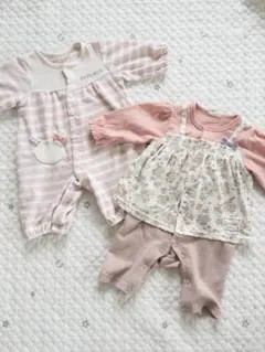 ロンパース2点セット　まとめ売り　50-70 ピンク　出産準備品　女の子　ベビー