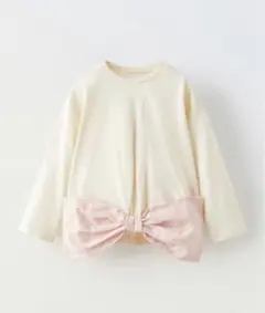 ZARA babyザラベビー*リボンコントラストトップス*エクリュ*80