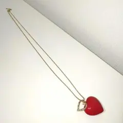 ハート型ペンダント ネックレス 赤