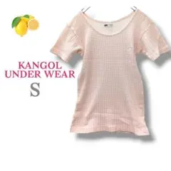 8『カンゴール』ピンク 半袖 Tシャツ【S】チェック ロゴ刺繍 春夏 レディース