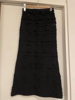 Kastane カスタネ カットフリルIラインスカート ブラック