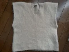 ZARA ザラ アルパカブレンドニットベスト L/アイボリー Vネック