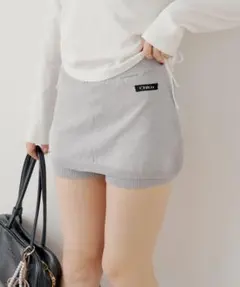 レイヤードニットミニスカパン