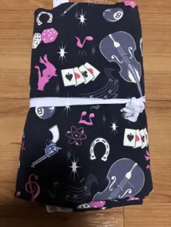 黒色ニット生地 音楽デザイン 1.5m