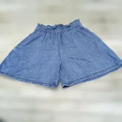 デニムカラー スカ―トパンツ ゴムウエスト　150cm　GU